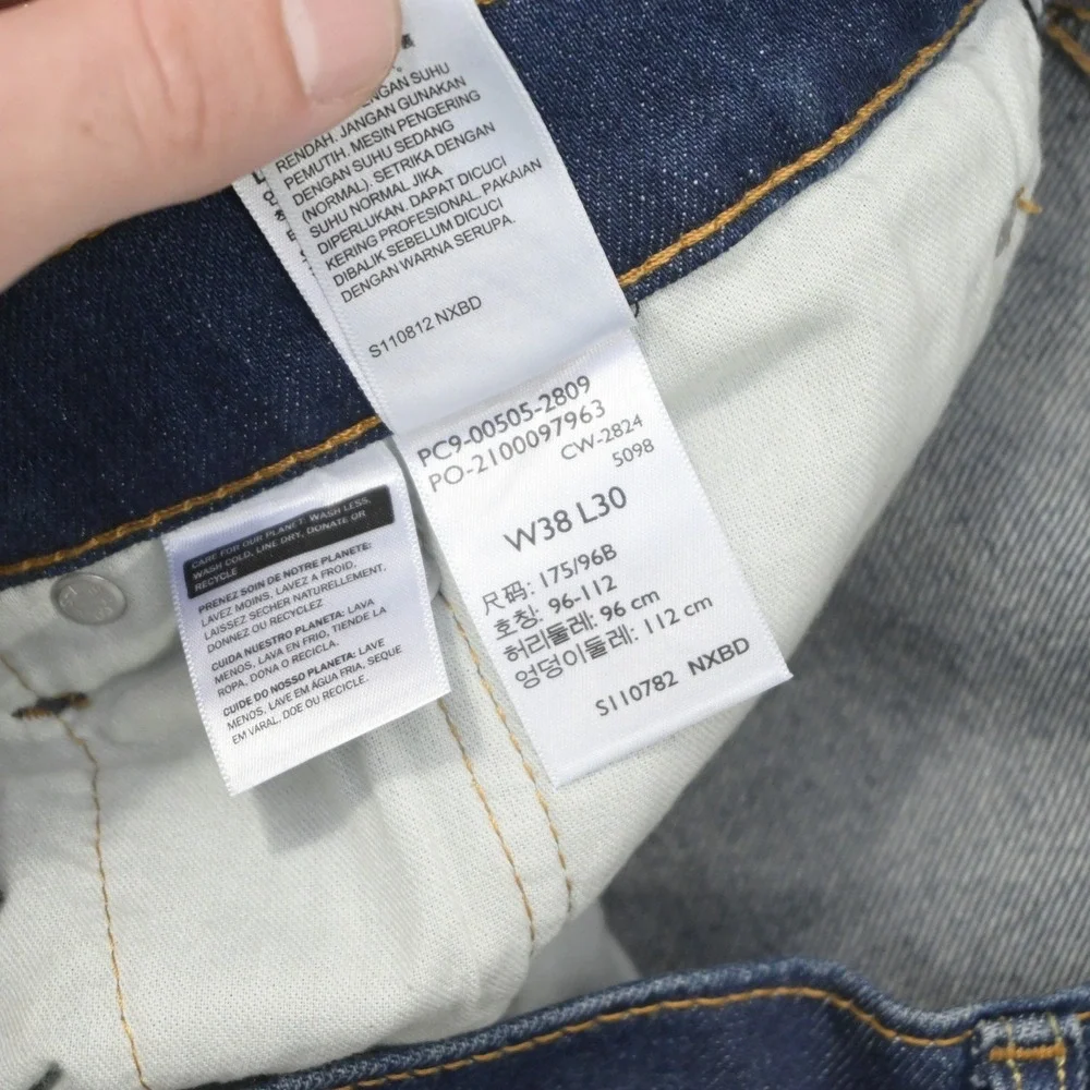 Levi's 505 Regular Fit Straight Leg Stretch Denim Blue Jeans Mens Size 38 x 30